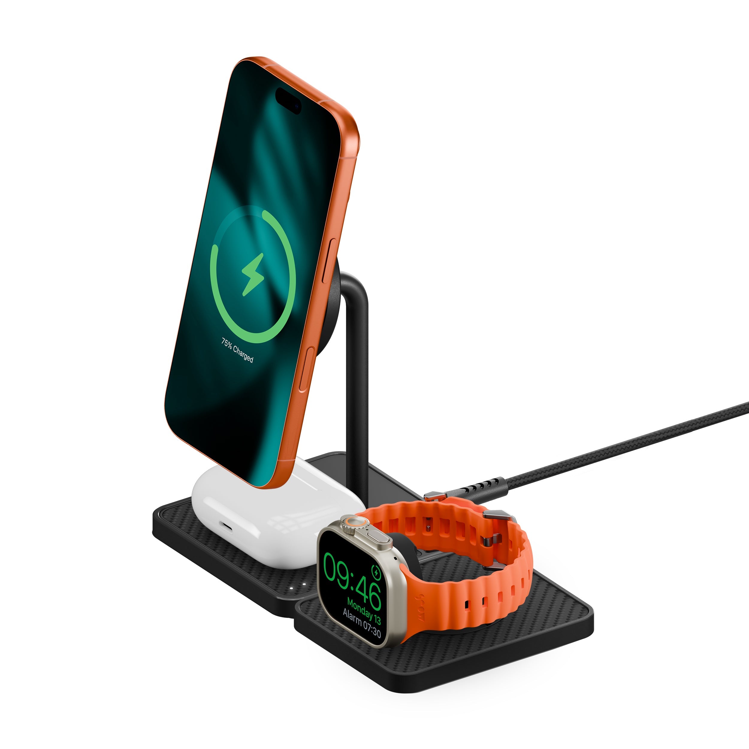 Wireless Charging Stand and Apple Watch Charger - Aramid Fibre