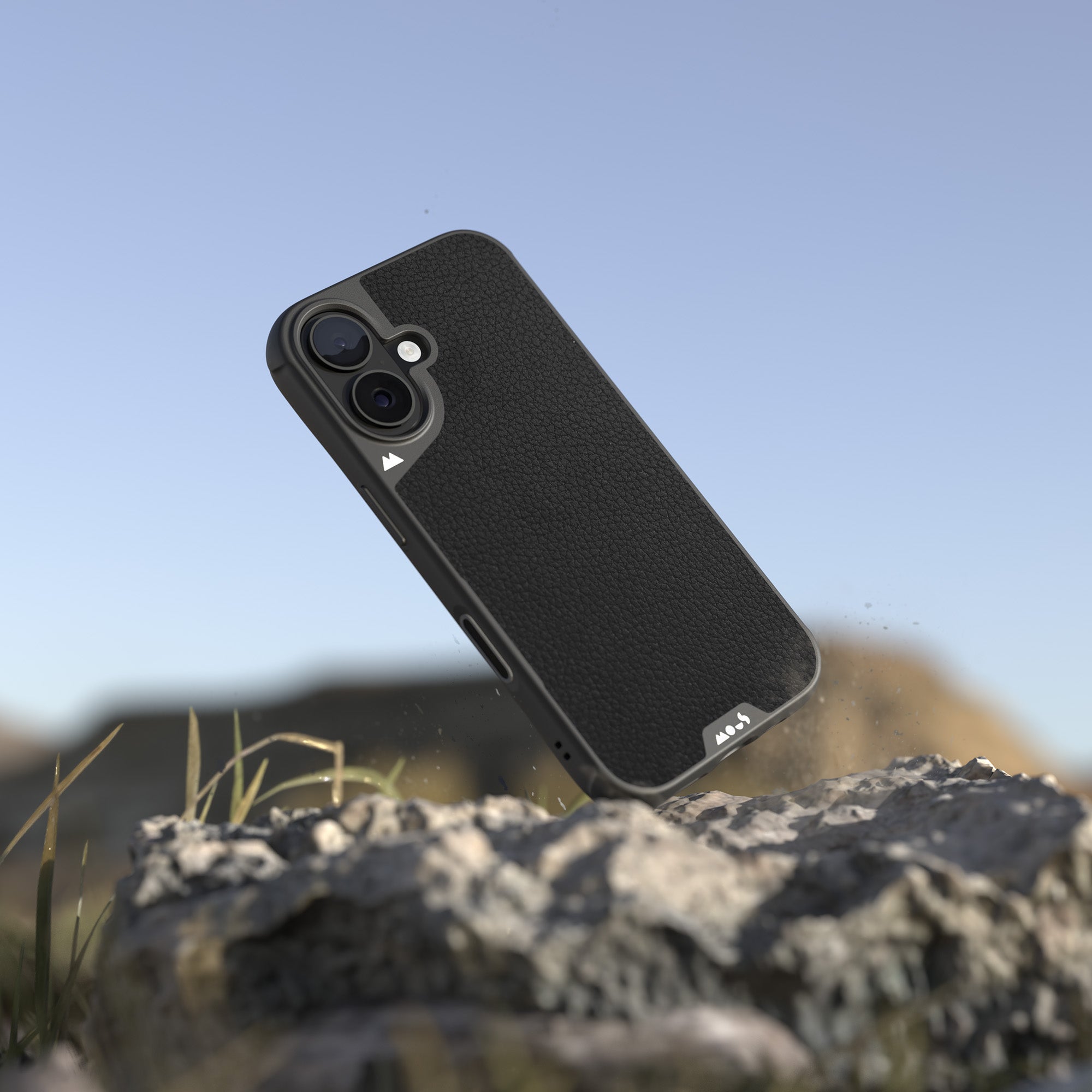 Black Leather Protective Phone Case with Camera Control Button - Limitless