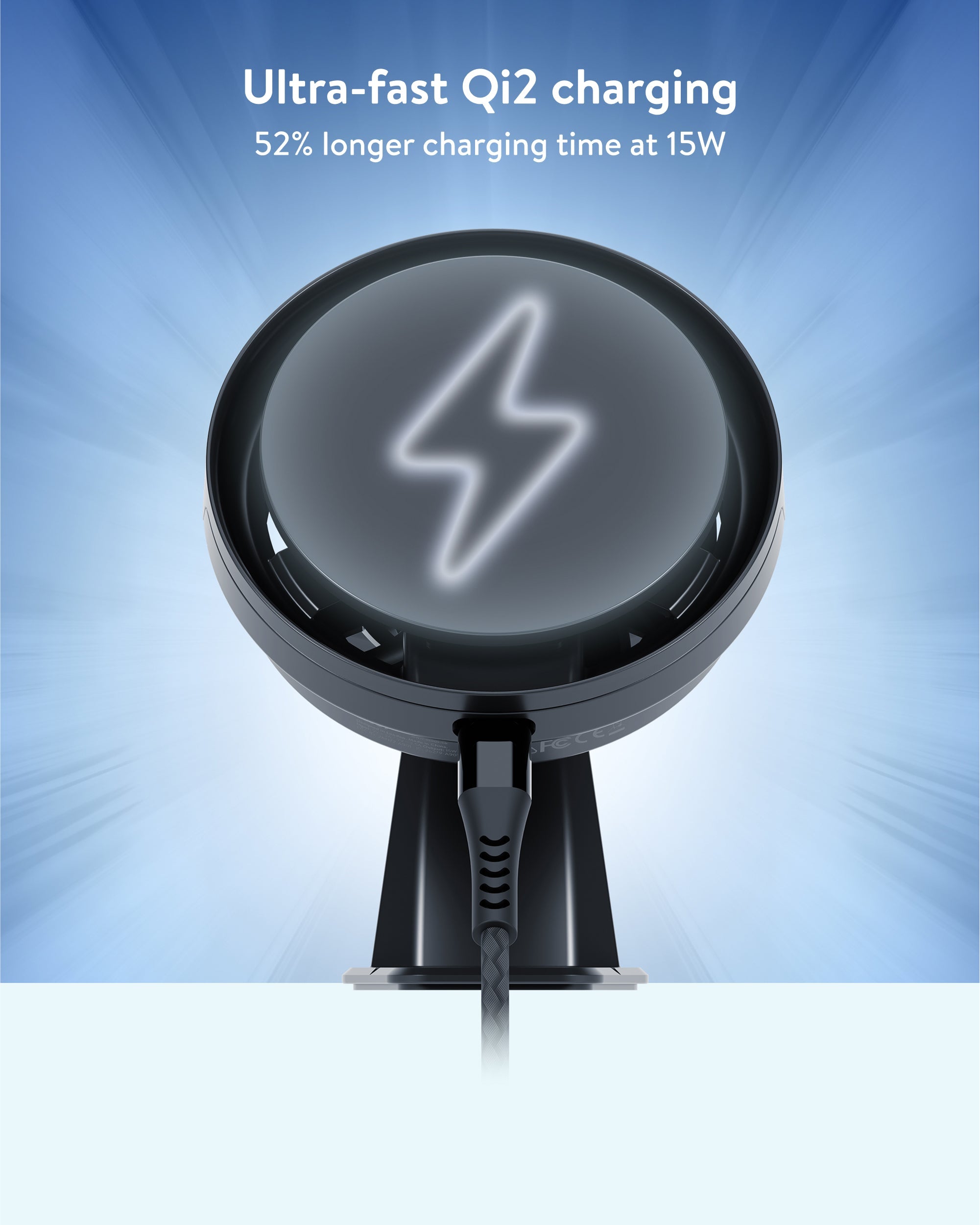 Adhesive Wireless Charging Car Mount - With Qi2