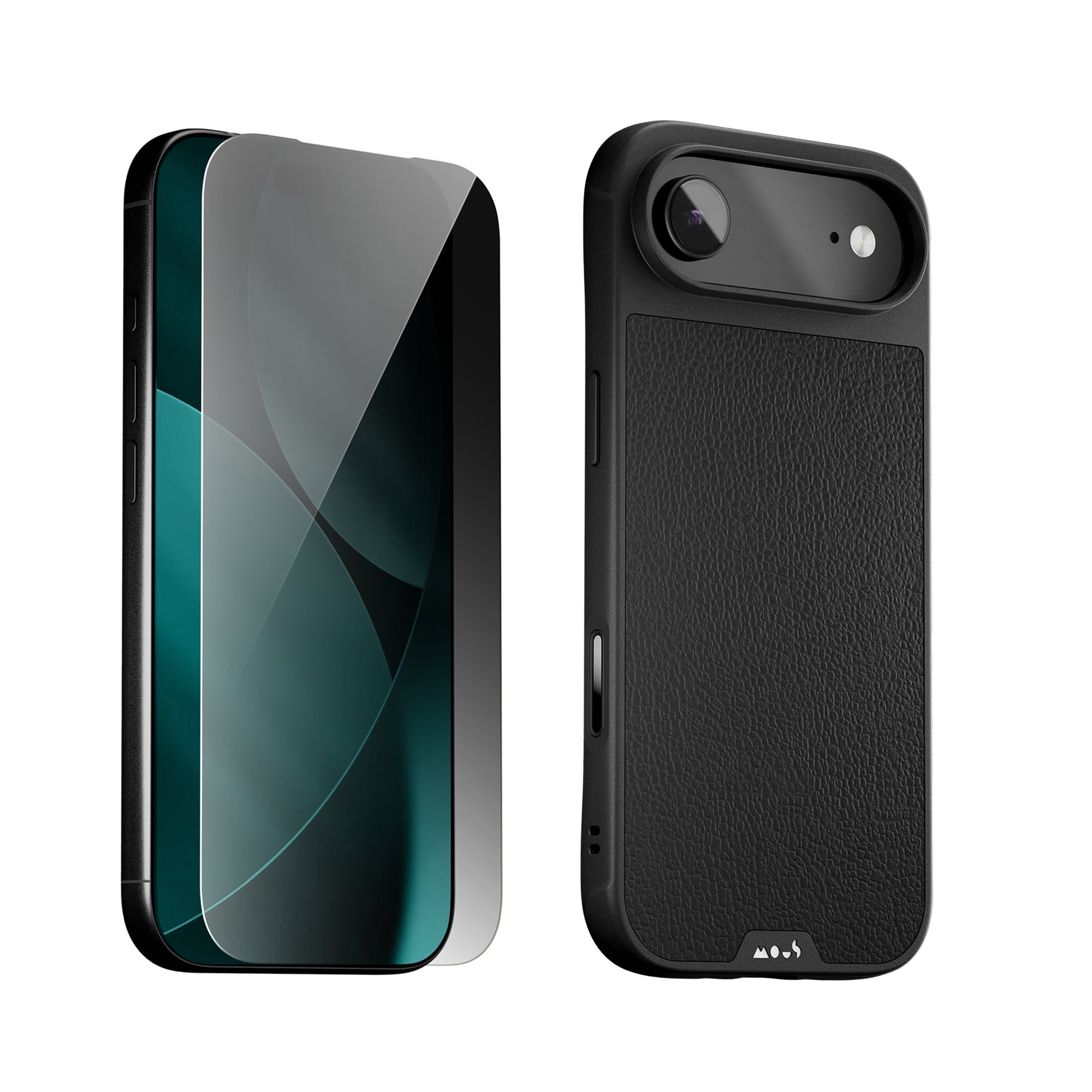 Black Leather Protective Case and Screen Protector - iPhone Protection Kit