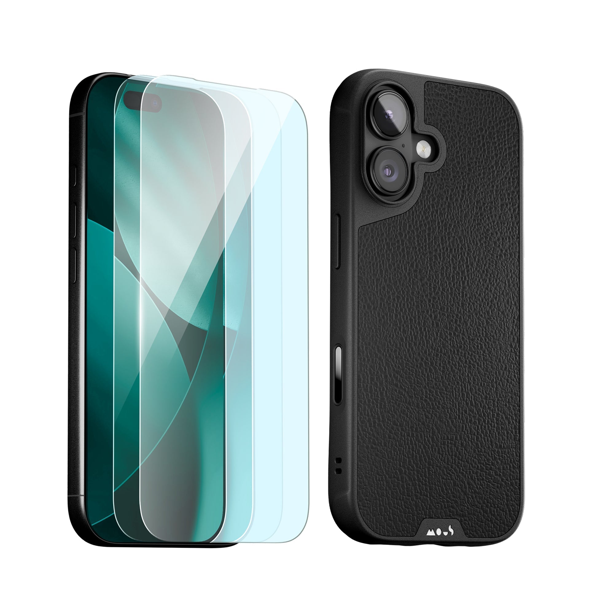 Black Leather Protective Case and Screen Protector - iPhone Protection Kit