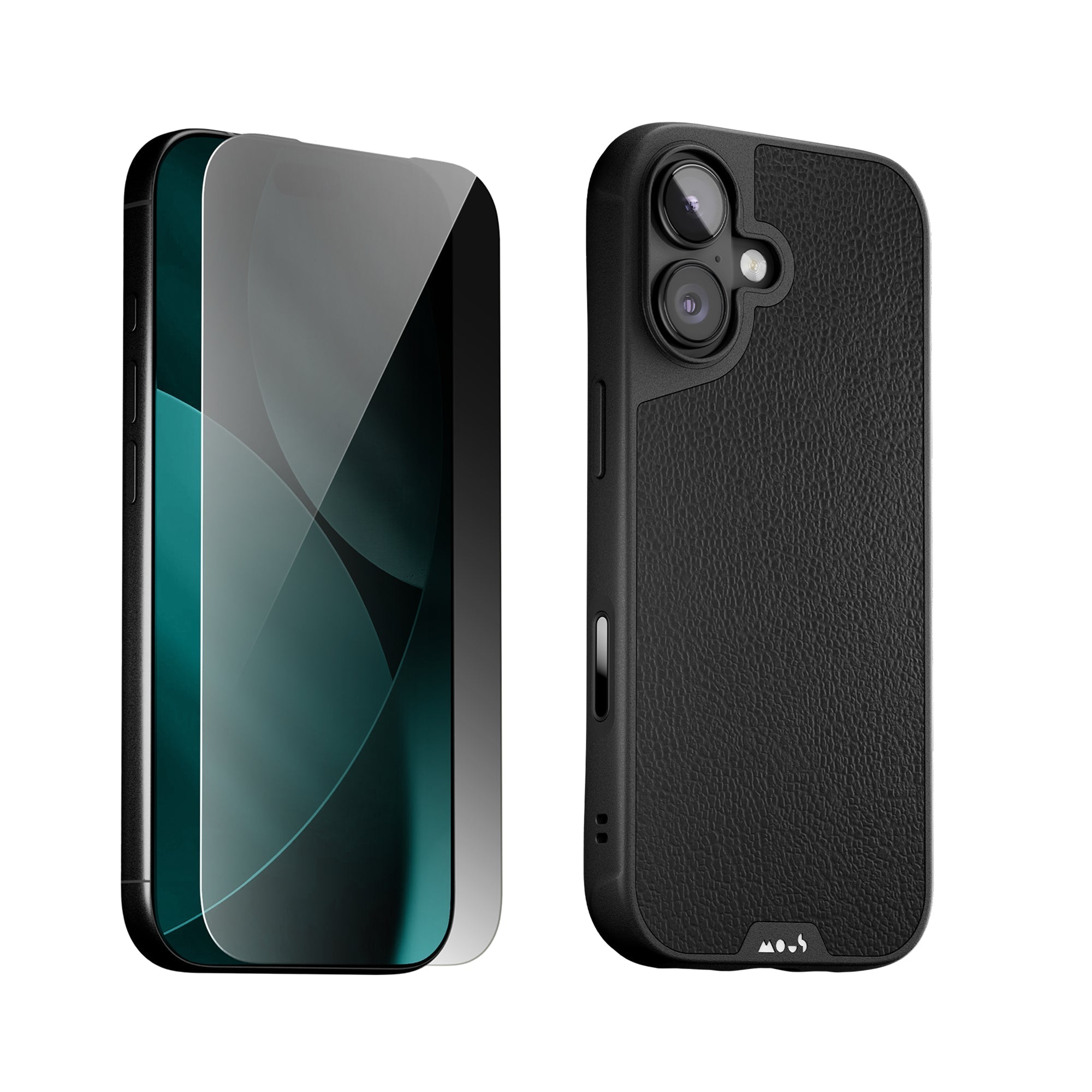 Black Leather Protective Case and Screen Protector - iPhone Protection Kit